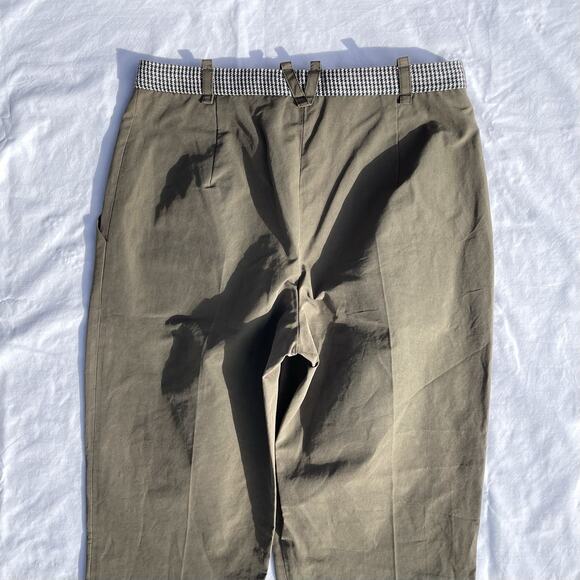 O’2nd Houndstooth Green Korean Trouser Pants Womens 4 Nylon Wool Linen Ankle - Picture 5 of 6
